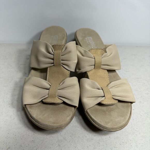 Munro American Womens 8.5 N Double Knot Strap Slide Slip On Fabric Sandals - Picture 3 of 8